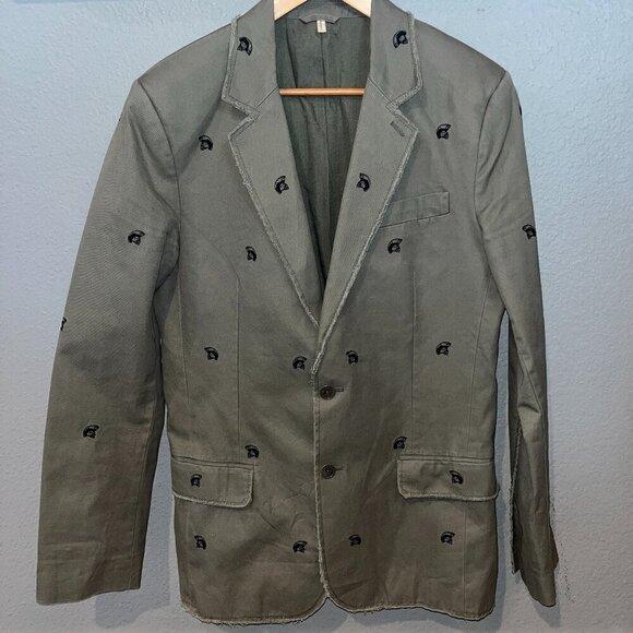 Vintage Men's JUICY COUTURE Skull Mohawk Embroidered Sport Coat Blazer Jacket 40 - Picture 1 of 16